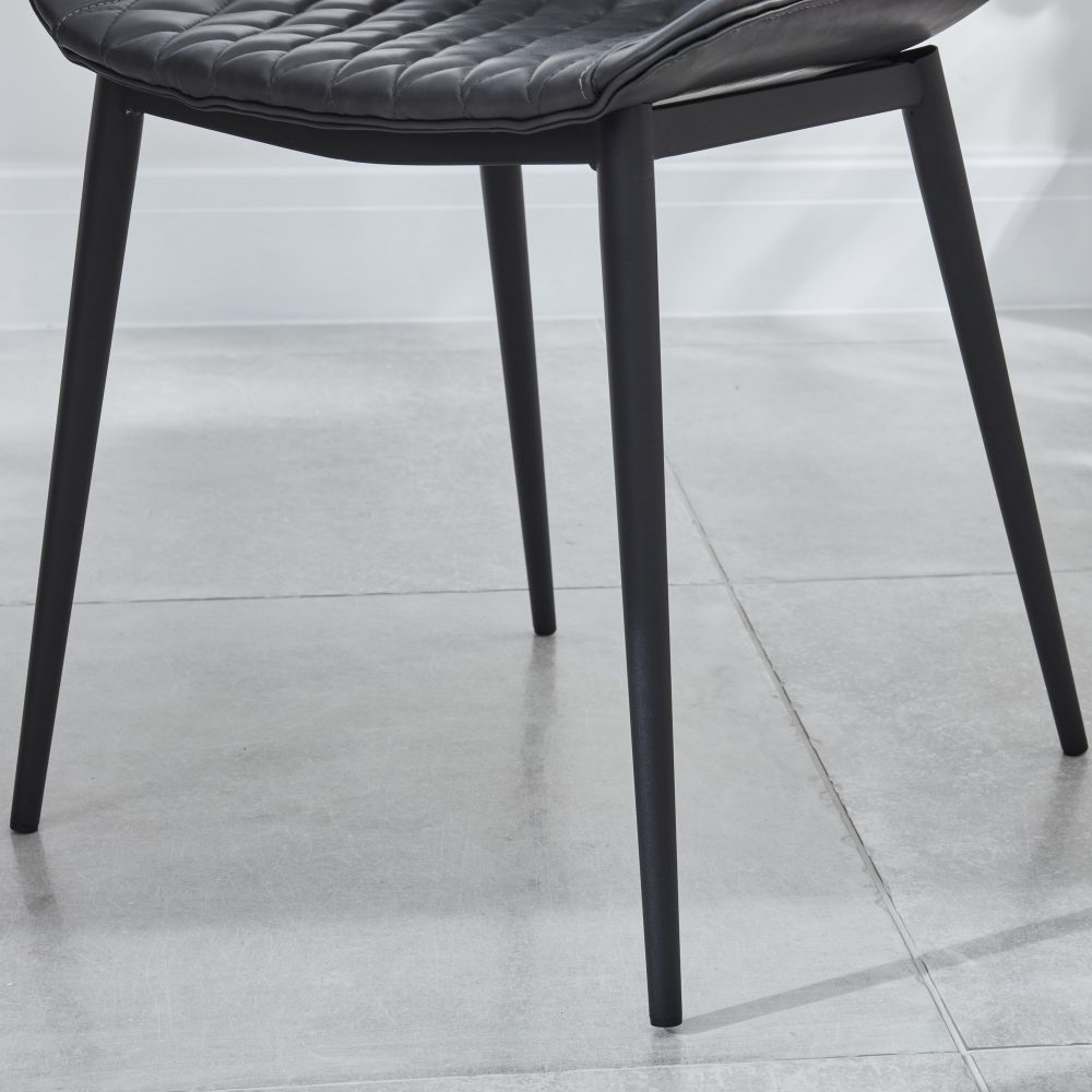 Bellagio 90cm Square Grey Sintered Stone Dining Table with 4 x Leo Grey Dining Chairs - Image 9