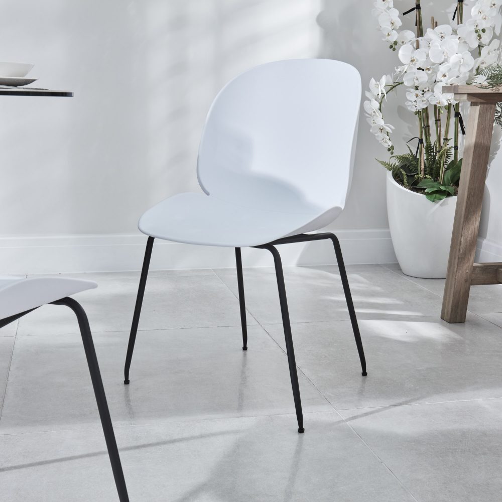 (Set of 2) Casper White Minimalistic Plastic Dining Chairs - Image 3