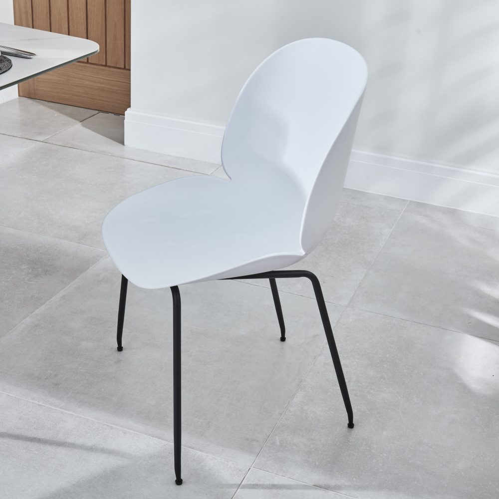 (Set of 2) Casper White Minimalistic Plastic Dining Chairs - Image 4