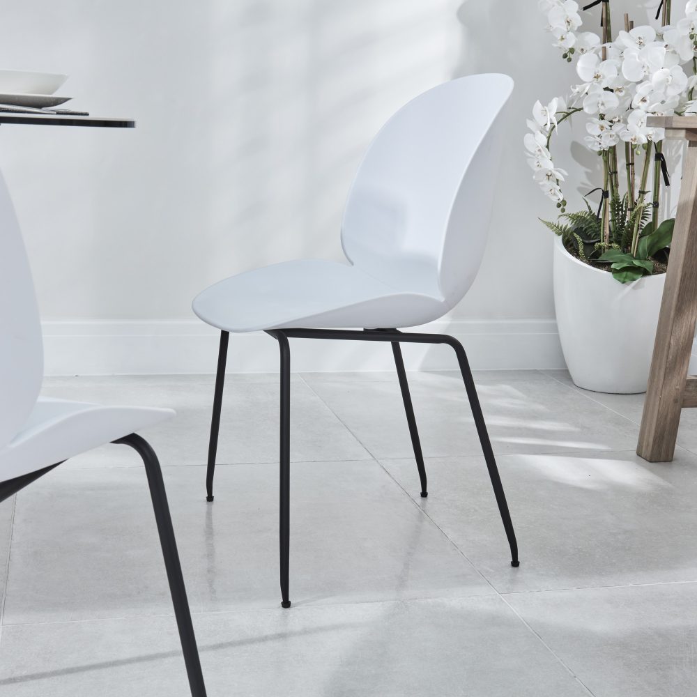 (Set of 2) Casper White Minimalistic Plastic Dining Chairs - Image 5