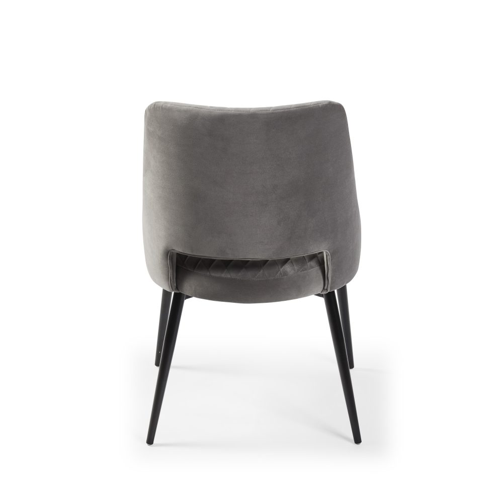 Joan Quilted Upholstered Grey Velvet Dining Chair - Image 9