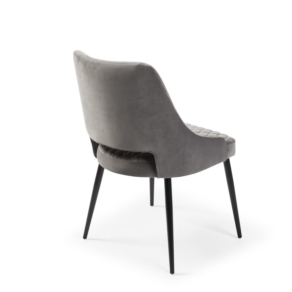Joan Quilted Upholstered Grey Velvet Dining Chair - Image 8