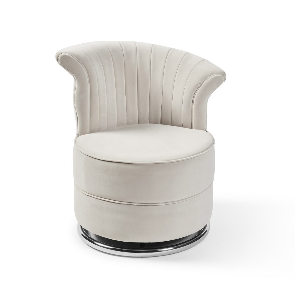 Grace Cream Velvet Swivel Accent Dressing Chair - Image 8