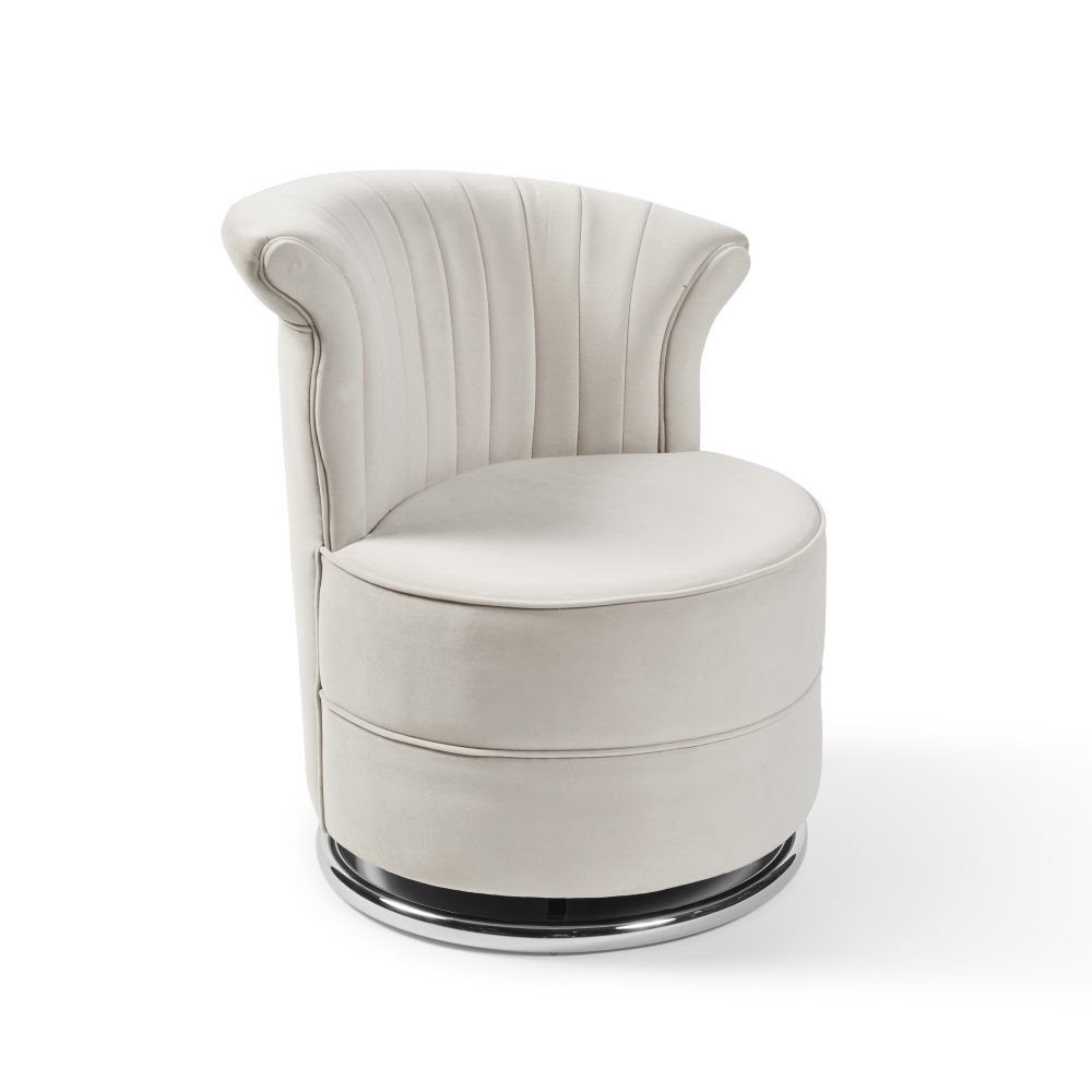 Grace Cream Velvet Swivel Accent Dressing Chair - Image 9