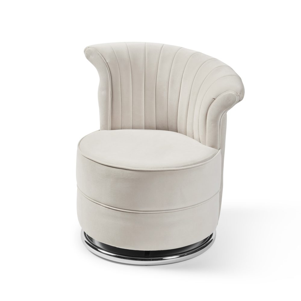 Grace Cream Velvet Swivel Accent Dressing Chair - Image 12