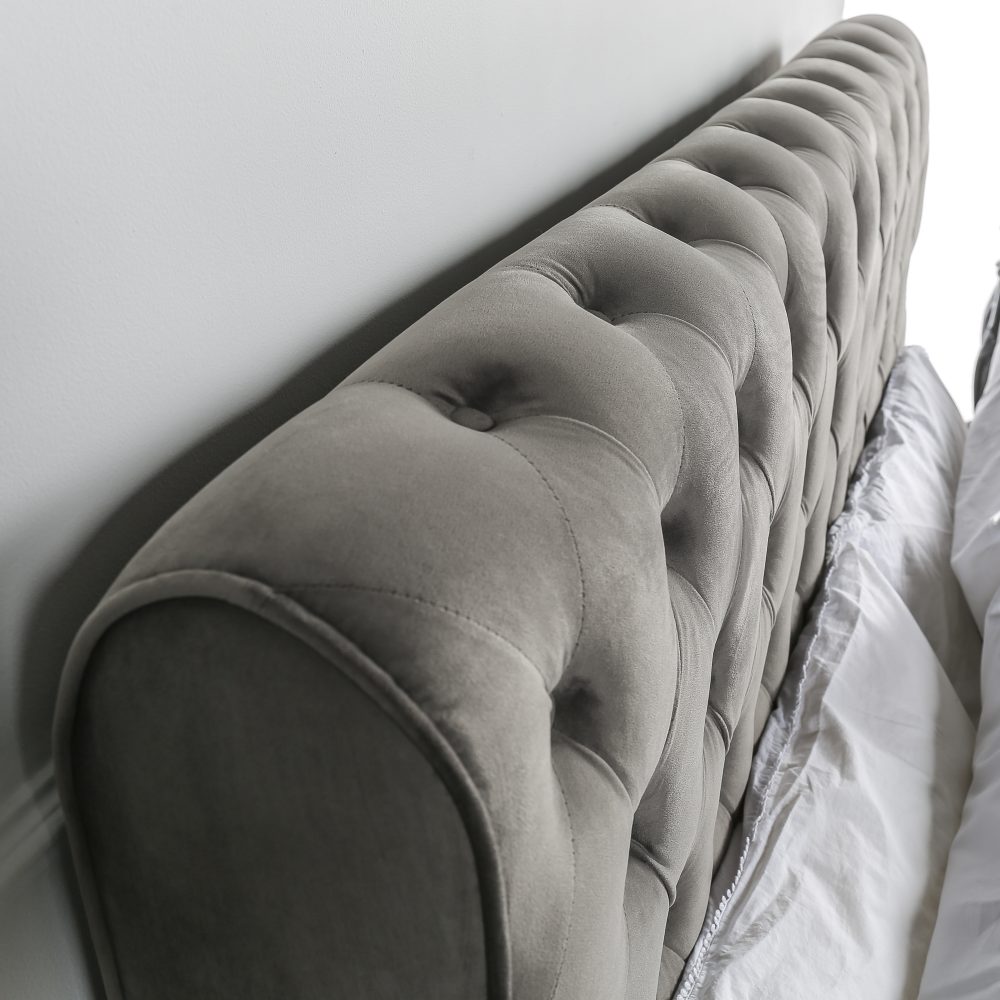 Annabelle Luxurious Grey Velvet Chesterfield King Size Bed - Image 5
