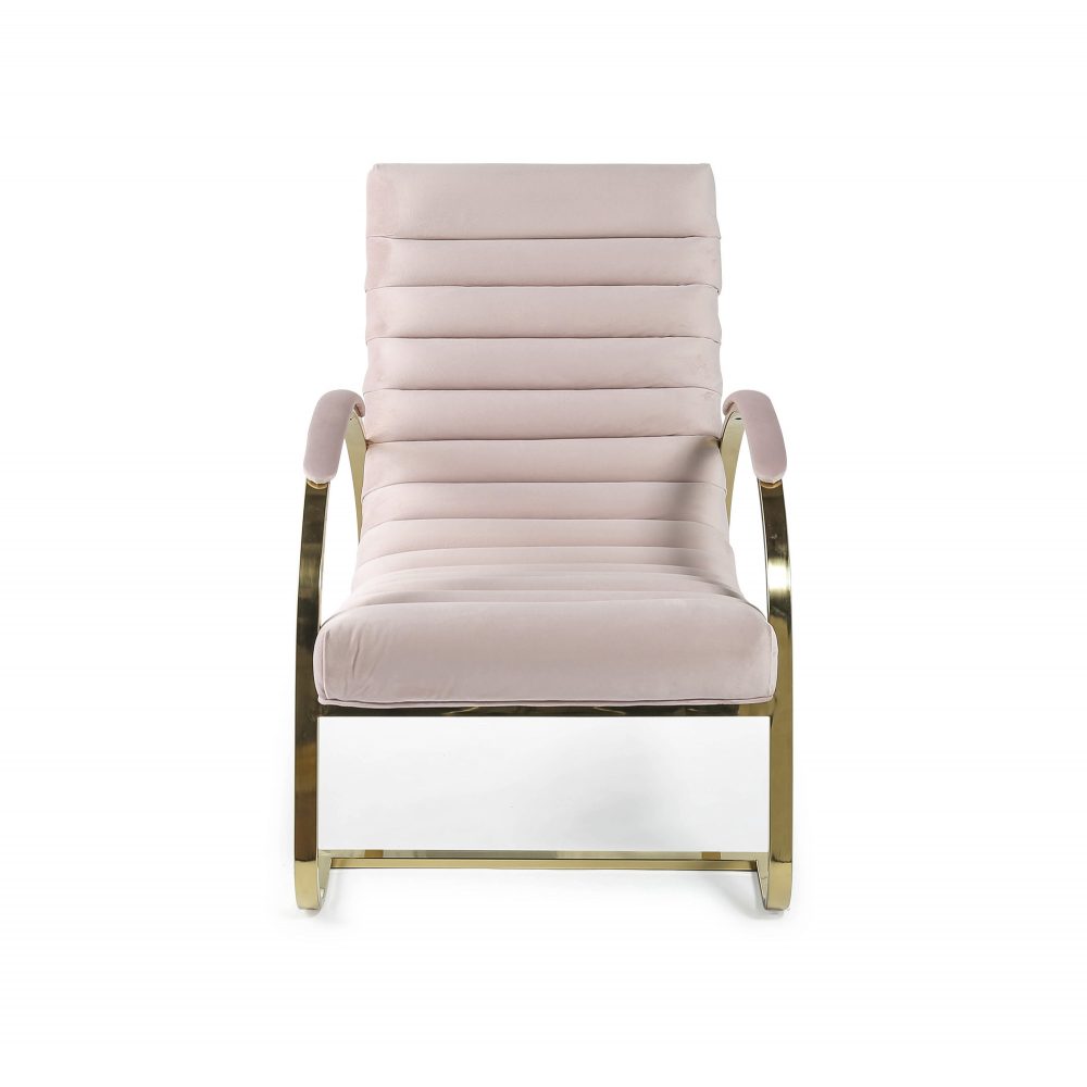 Pink & Gold Brushed Velvet Bedroom Armchair / Lounger - Image 6