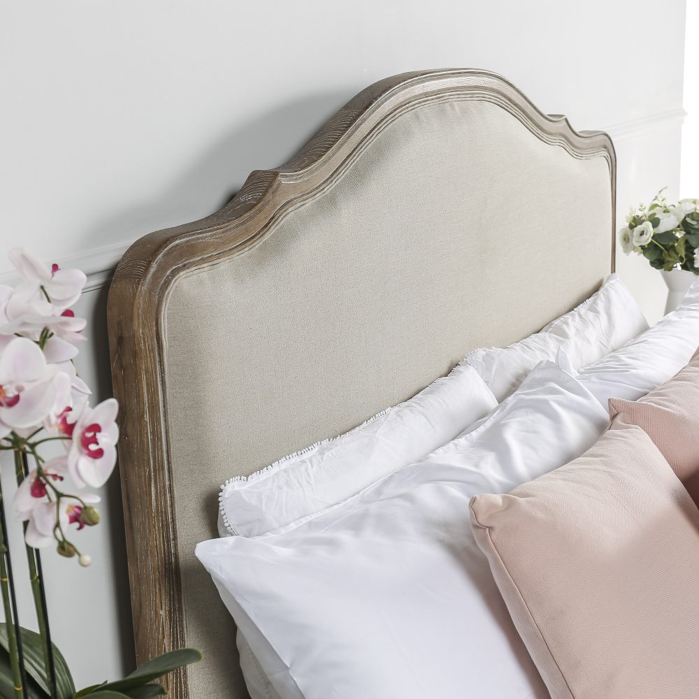 Eloise Limed Ash Upholstered Low Foot Board Bed - King Size - Image 4