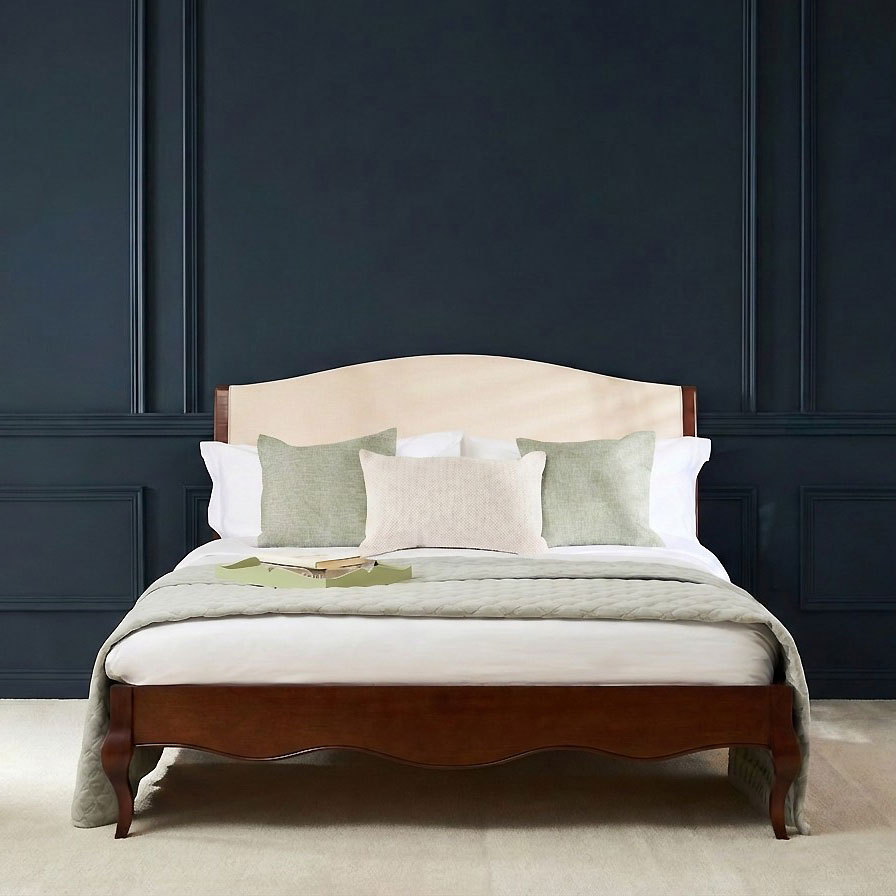 Lille French Mahogany Upholstered Low Foot Board Bed - King Size - Image 3