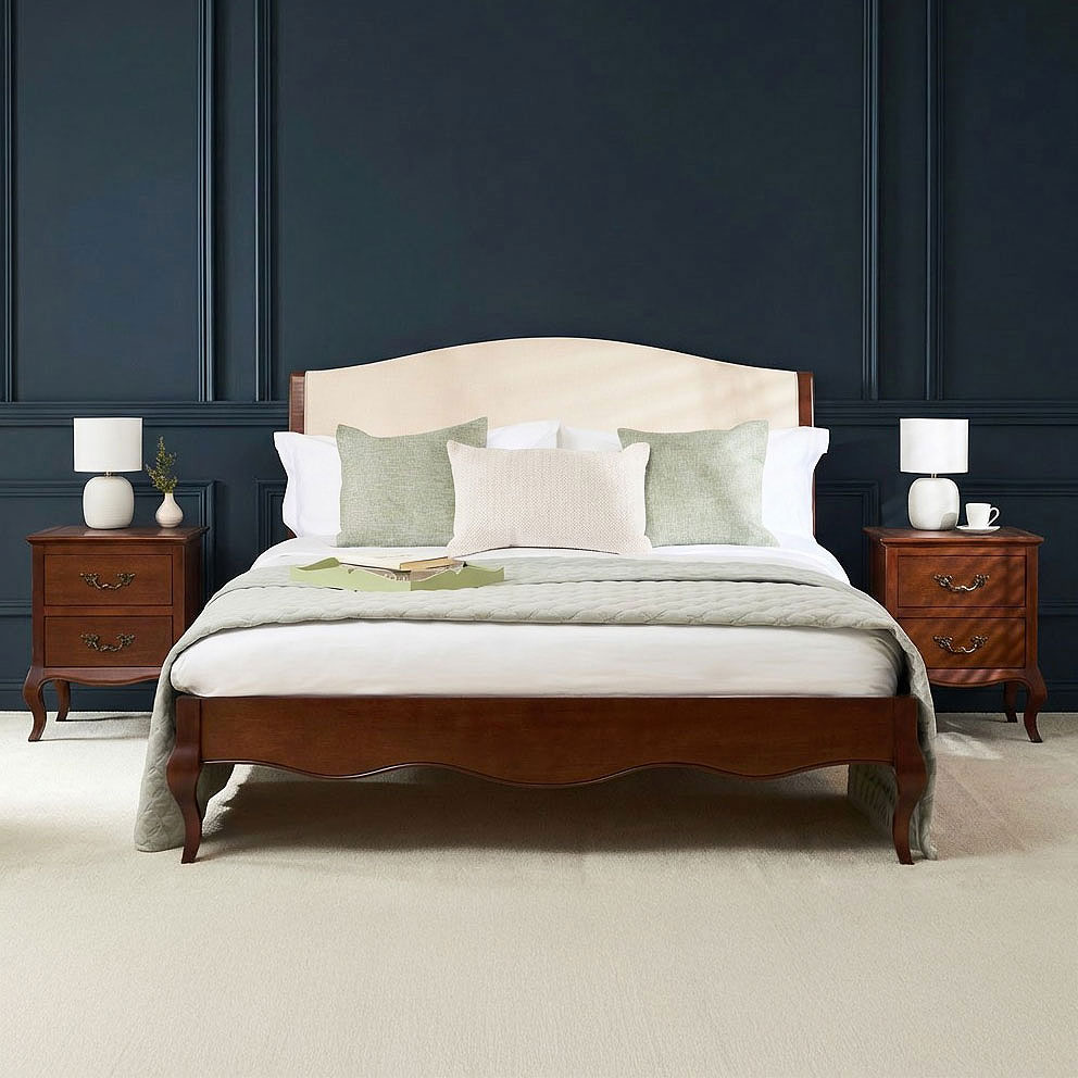 Lille French Mahogany Upholstered Low Foot Board Bed - King Size - Image 8
