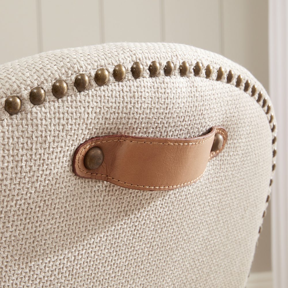 Sienna Beige Linen Upholstered White Wash Ash Counter Stool - Image 7