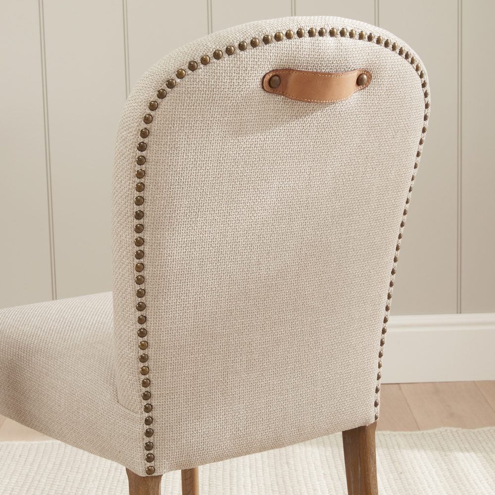 Sienna Beige Linen Upholstered White Wash Ash Dining Chair - Image 6