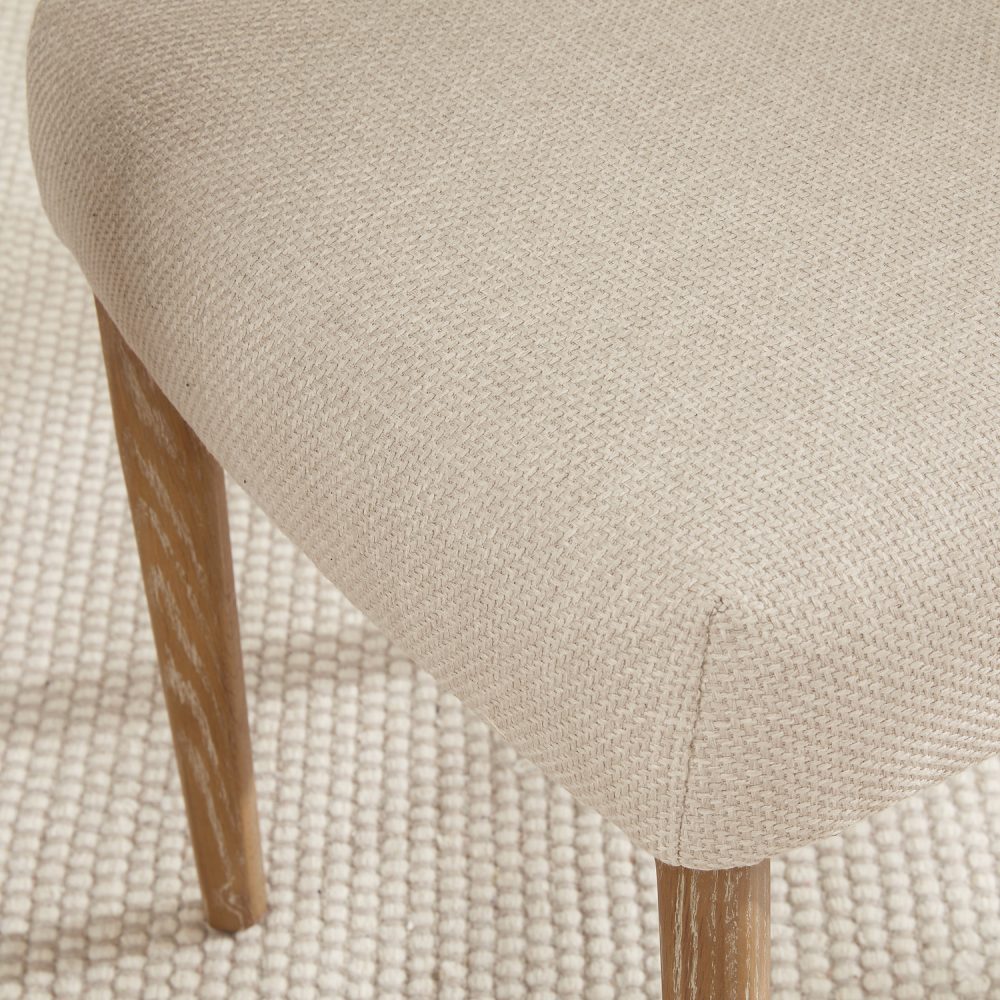 Sienna Beige Linen Upholstered White Wash Ash Dining Chair - Image 8