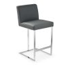 Bailey Grey Faux Leather Kitchen Barstool - Polished Steel - Image 8