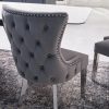 Knightsbridge Grey Velvet Upholstered Chair - Button Tufted Detailing - Polished Steel Legs - Image 5
