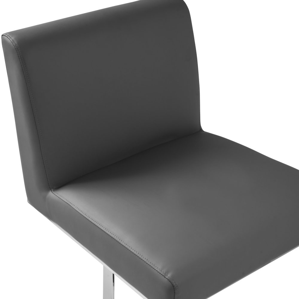 Bailey Grey Faux Leather Kitchen Barstool - Polished Steel - Image 10