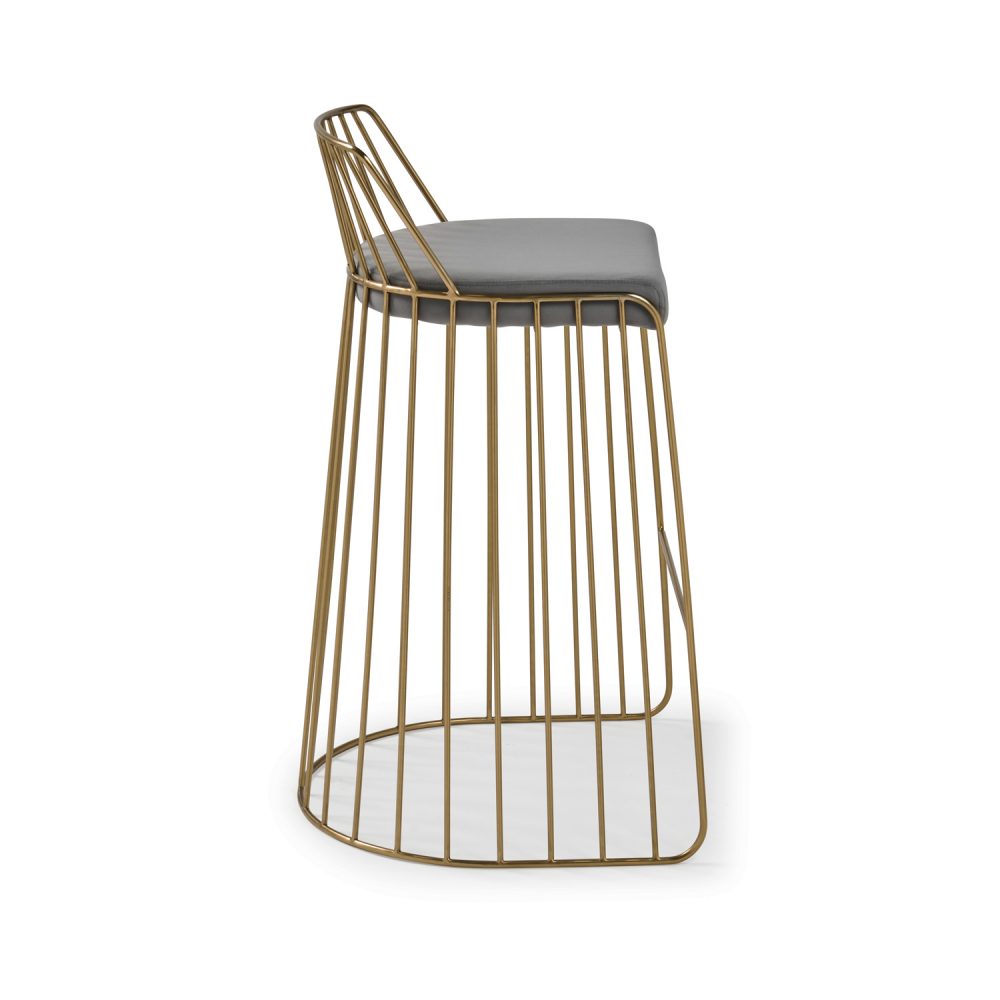 Claudia Grey Velvet Kitchen Barstool With a Gold Solid Frame - Image 8