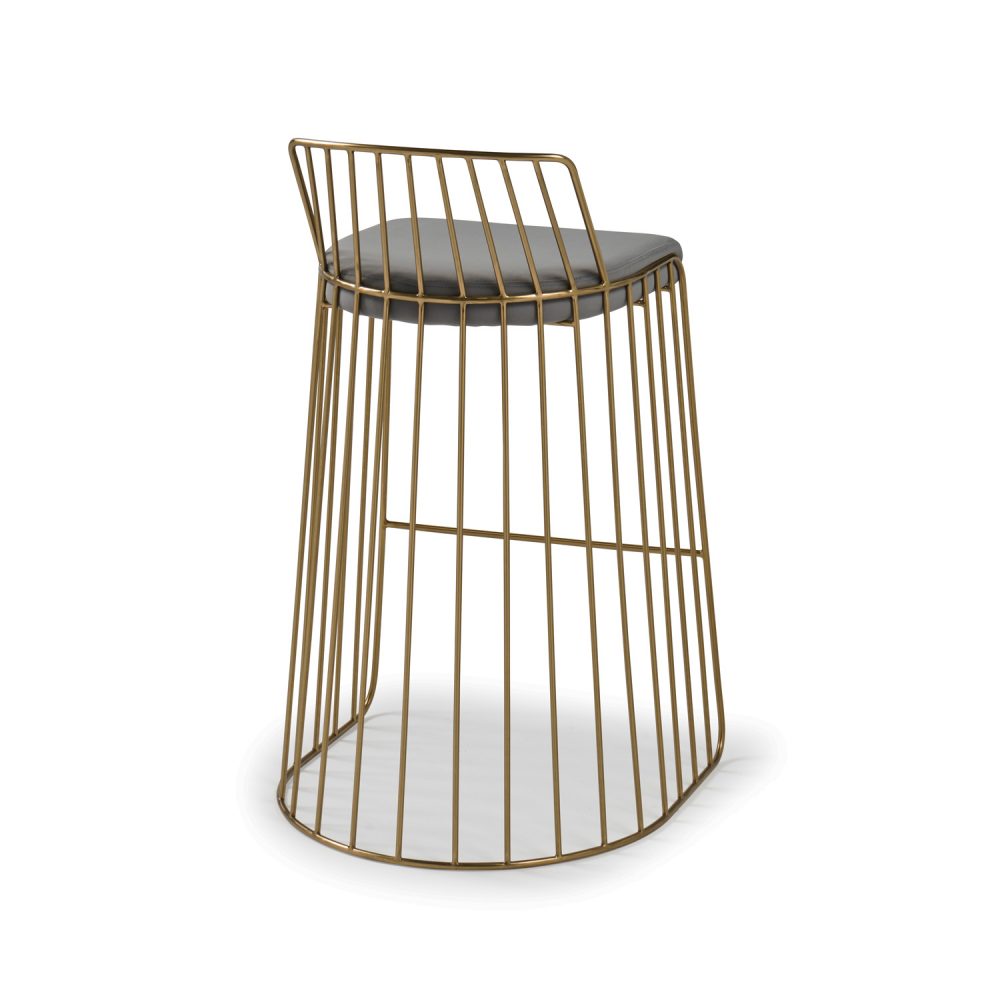 Claudia Grey Velvet Kitchen Barstool With a Gold Solid Frame - Image 6