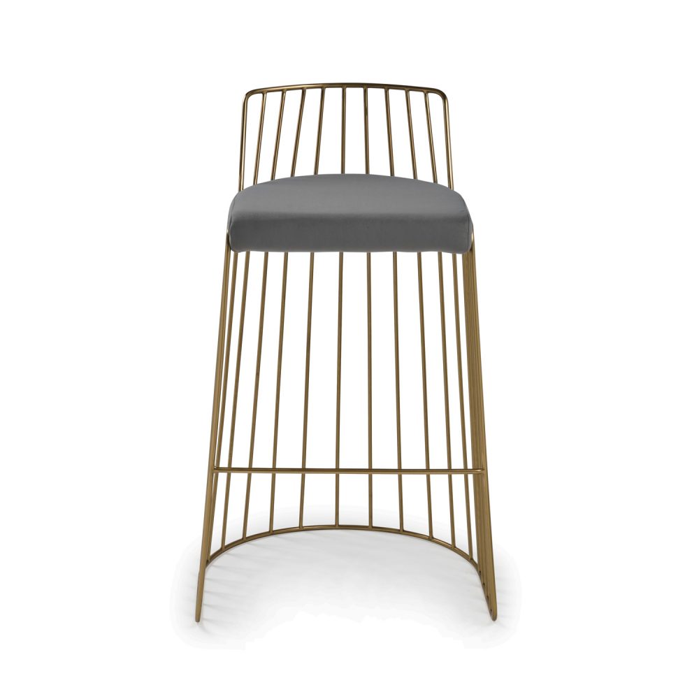 Claudia Grey Velvet Kitchen Barstool With a Gold Solid Frame - Image 9