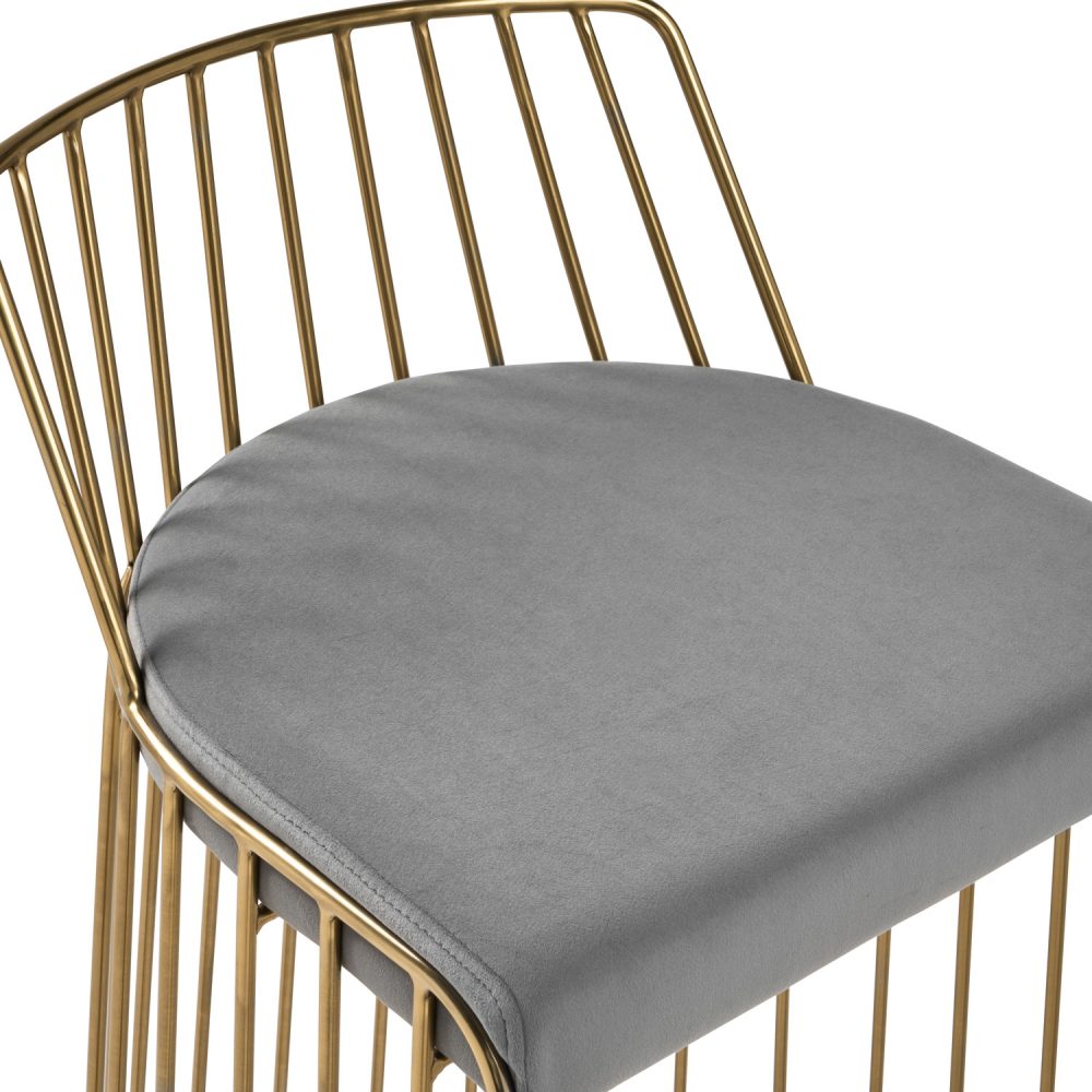 Claudia Grey Velvet Kitchen Barstool With a Gold Solid Frame - Image 10