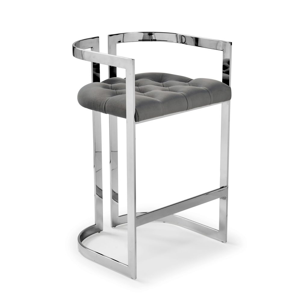Annalise Grey Velvet Kitchen Counter Stool - Image 7