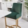 Clara Green Velvet Upholstered Counter Kitchen Stool with Gold Steel Frame - Image 3
