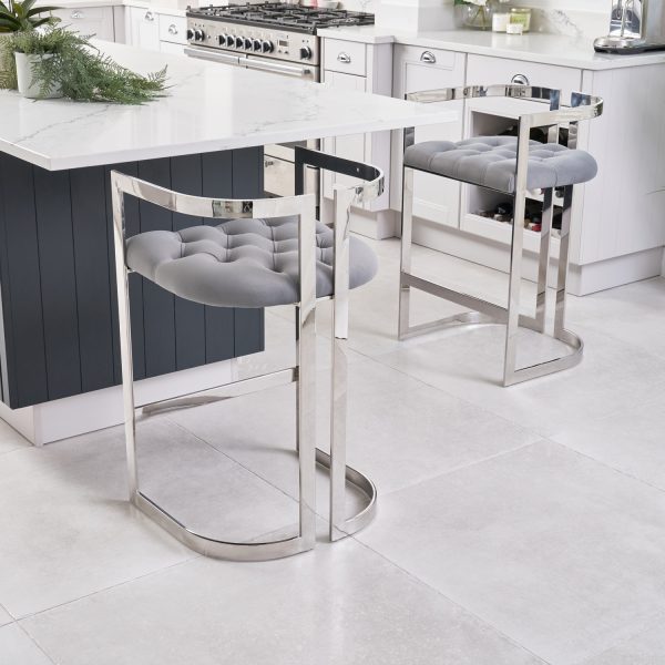 Annalise Grey Velvet Kitchen Counter Stool
