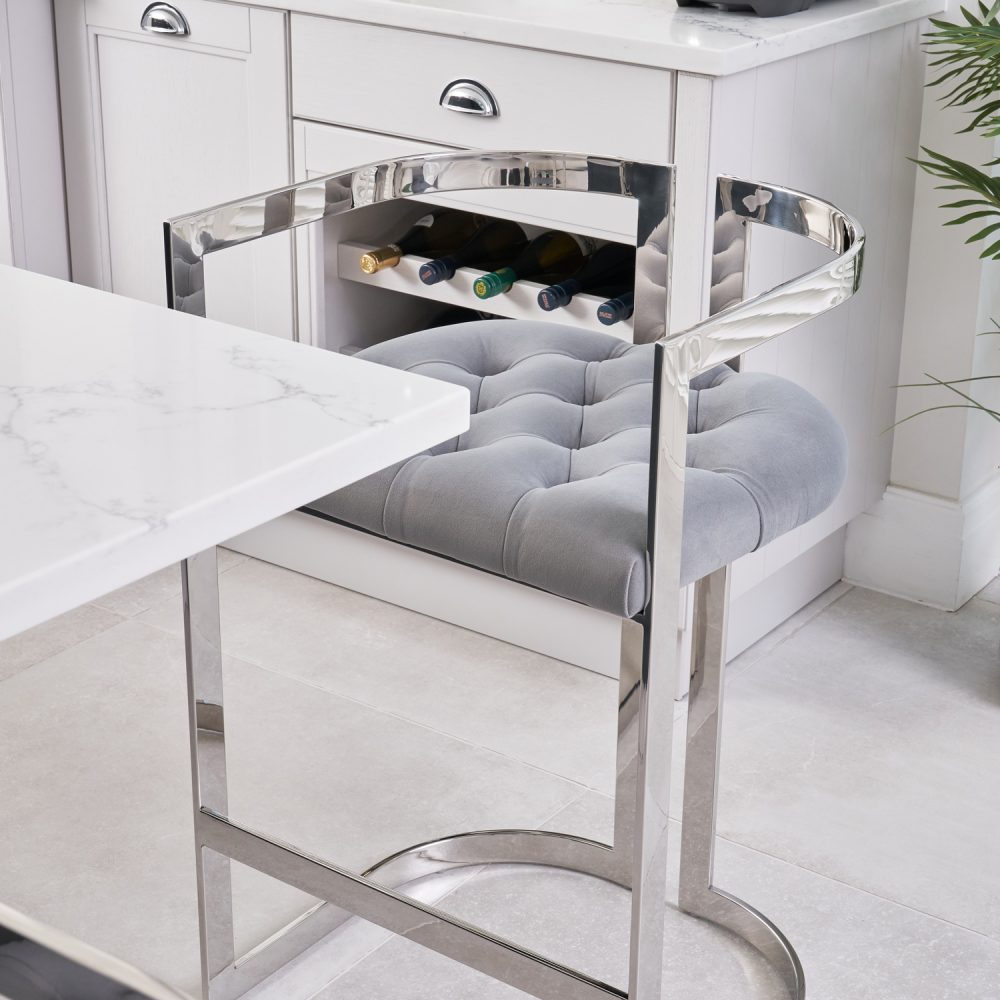 Annalise Grey Velvet Kitchen Counter Stool - Image 4