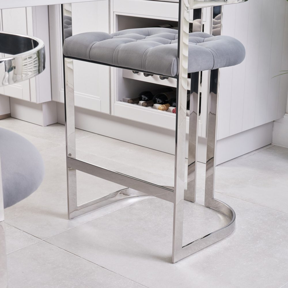 Annalise Grey Velvet Kitchen Counter Stool - Image 6