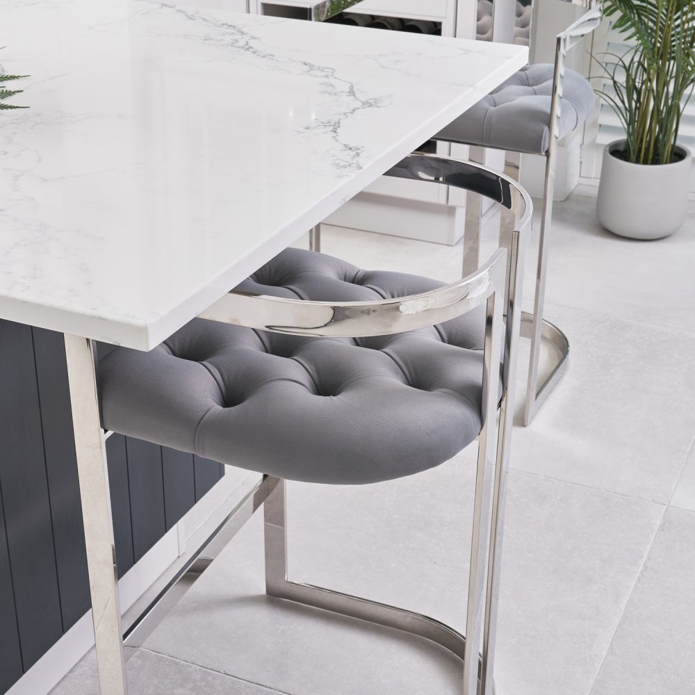 Annalise Grey Velvet Kitchen Counter Stool - Image 5