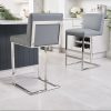 Bailey Grey Faux Leather Kitchen Barstool - Polished Steel
