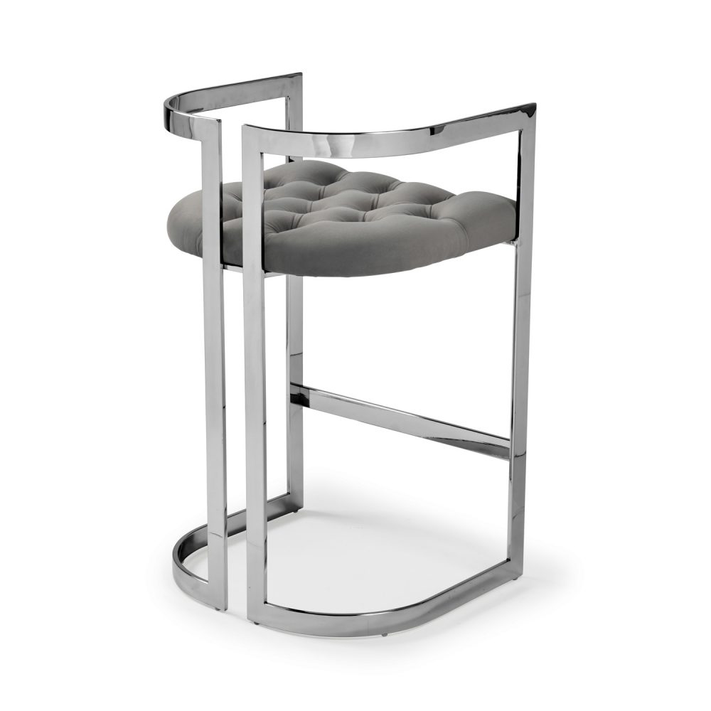 Annalise Grey Velvet Kitchen Counter Stool - Image 8