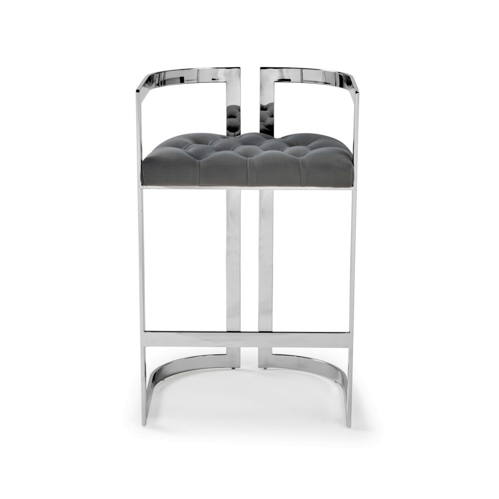 Annalise Grey Velvet Kitchen Counter Stool - Image 9