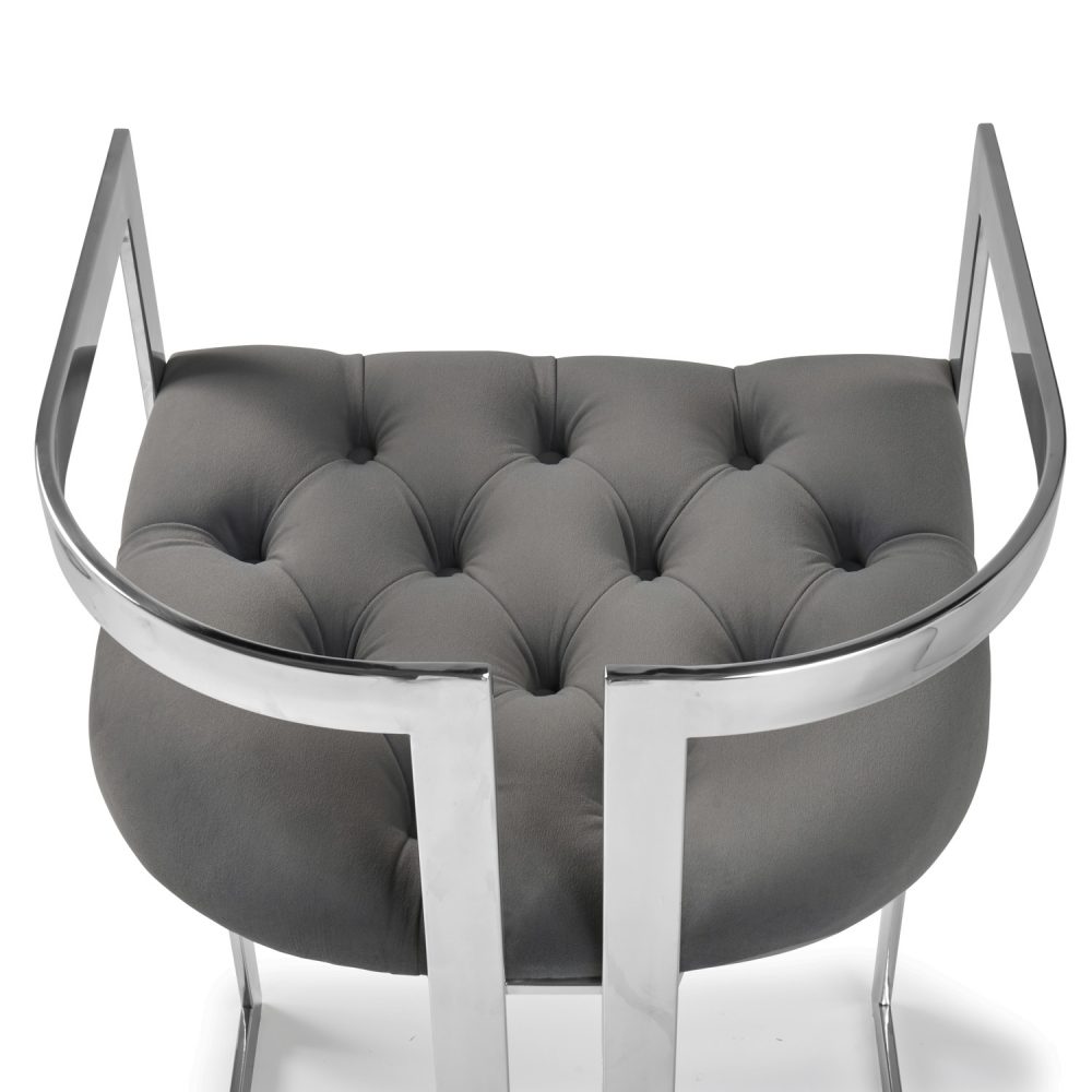 Annalise Grey Velvet Kitchen Counter Stool - Image 12
