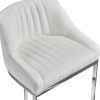 Barcelona White Velvet Bar Stool with a Stainless Steel Frame - Image 8