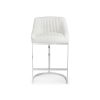 Barcelona White Velvet Bar Stool with a Stainless Steel Frame - Image 4