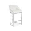 Barcelona White Velvet Bar Stool with a Stainless Steel Frame - Image 3