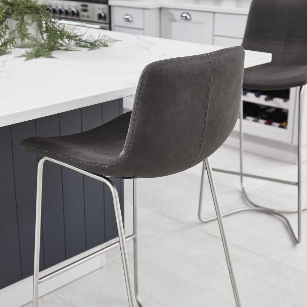 Austin Charcoal Brushed Steel Bar Stool - Image 3