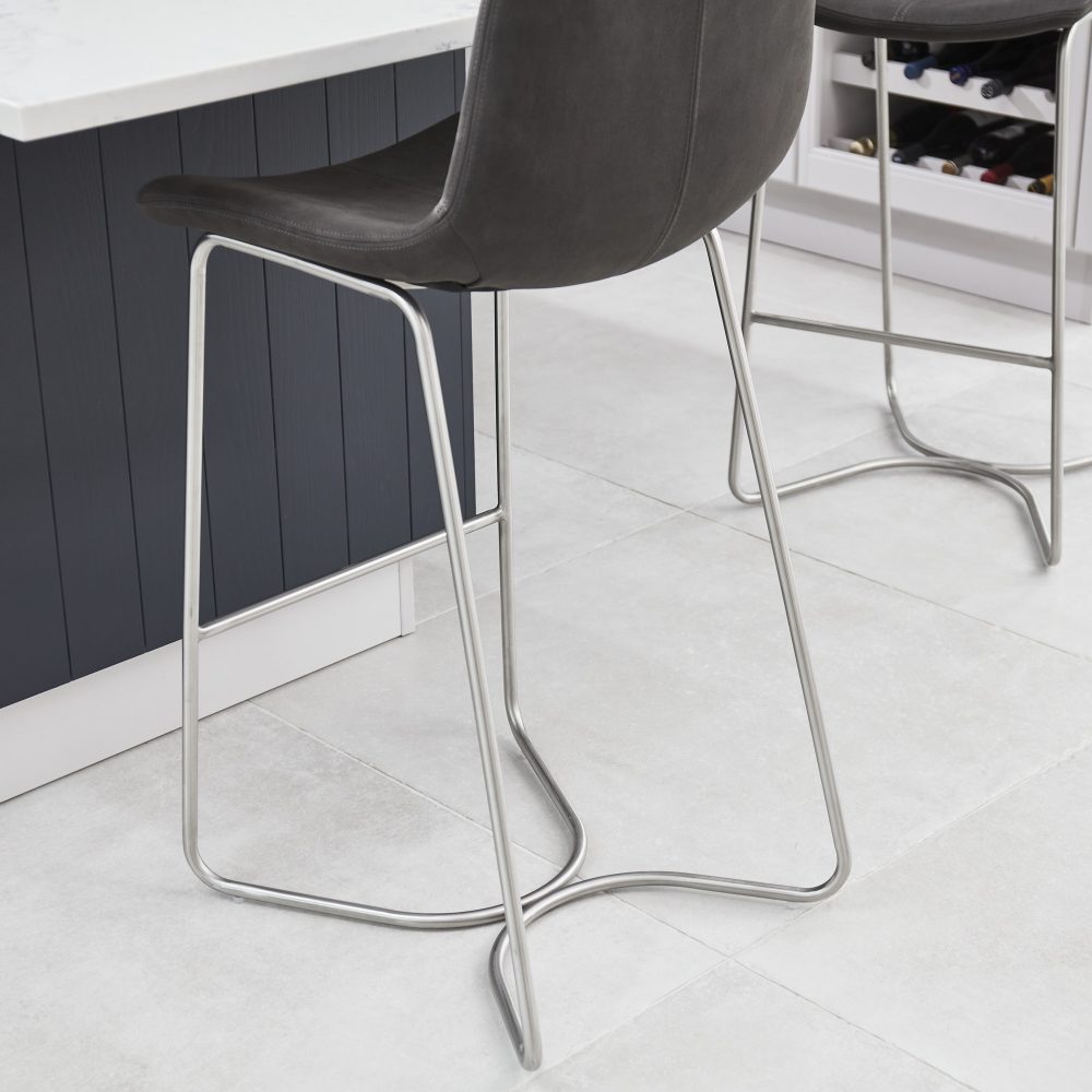 Austin Charcoal Brushed Steel Bar Stool - Image 5
