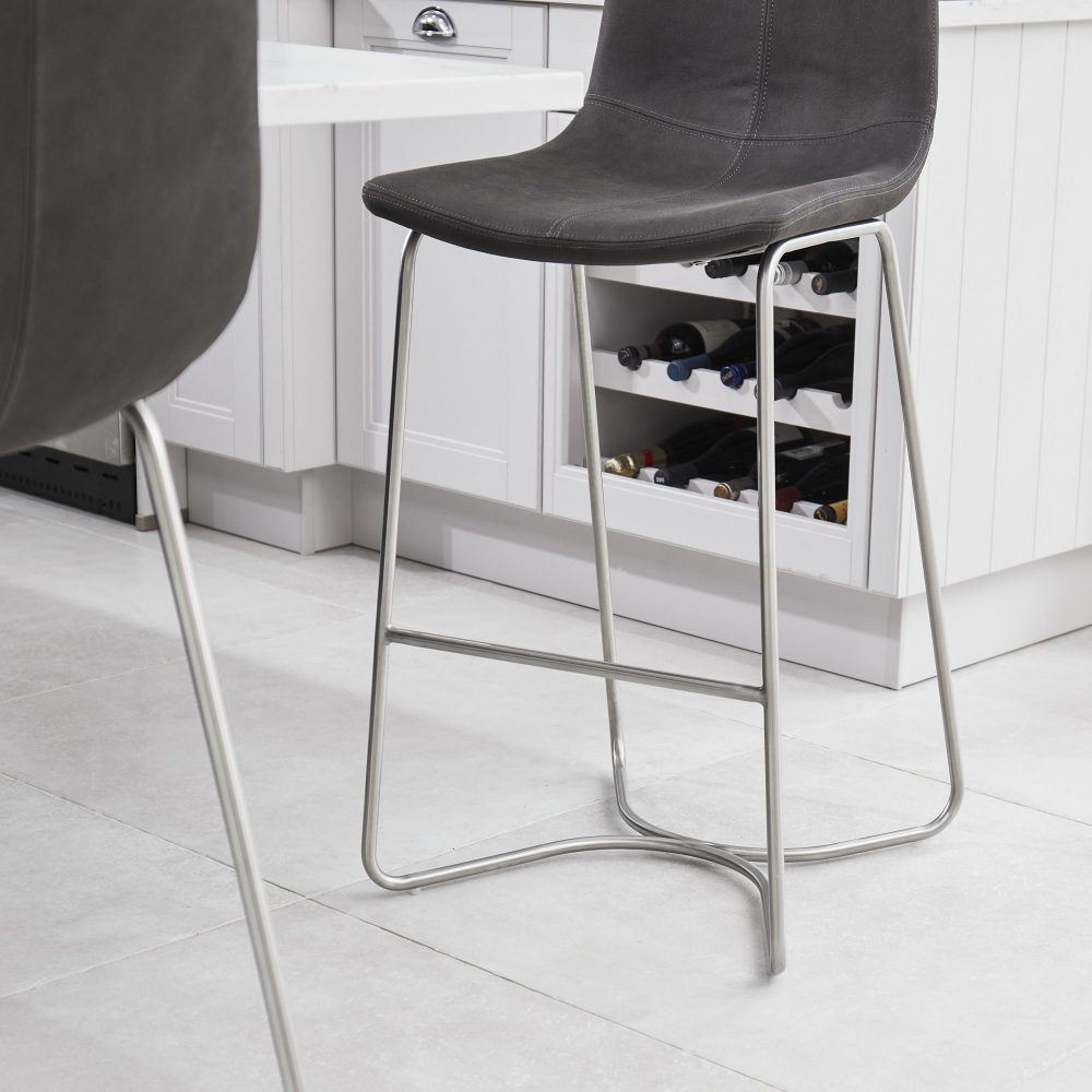 Austin Charcoal Brushed Steel Bar Stool - Image 4