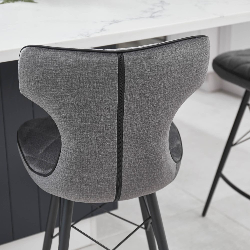 Phoenix Upholstered Grey Counter Stool - Image 3