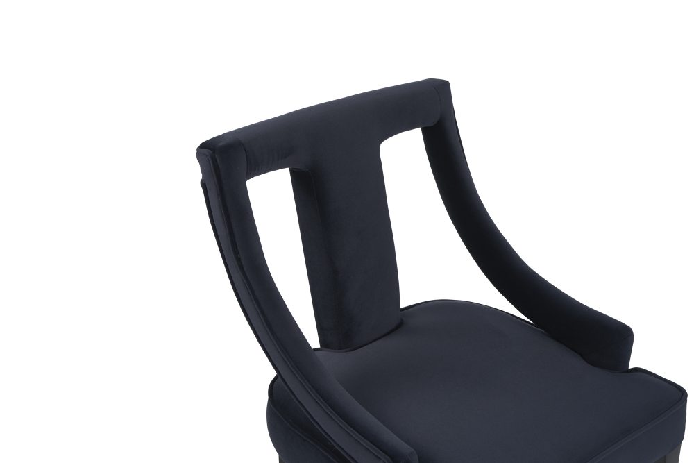 Juliette Dark Blue Velvet Bar Stool with Gold Trim Footrest - Image 14