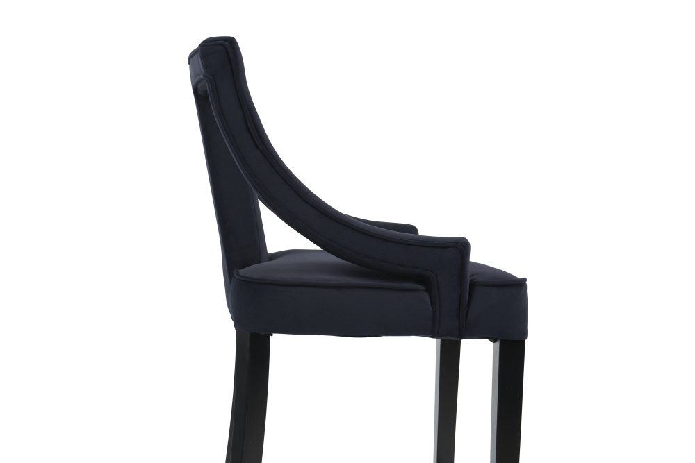 Juliette Dark Blue Velvet Bar Stool with Gold Trim Footrest - Image 13