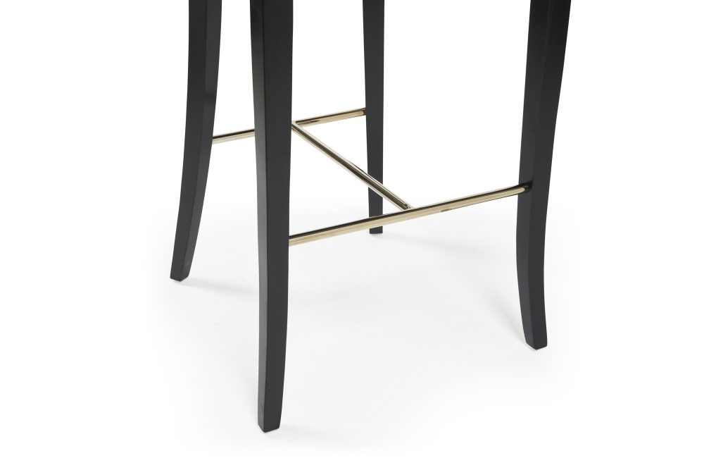 Juliette Grey Velvet Bar Stool with Gold Trim Footrest - Image 15