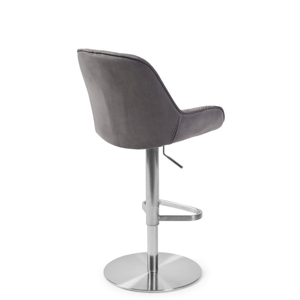 Seattle Swivel Grey Velvet Gas Lift Bar Stool - Image 12
