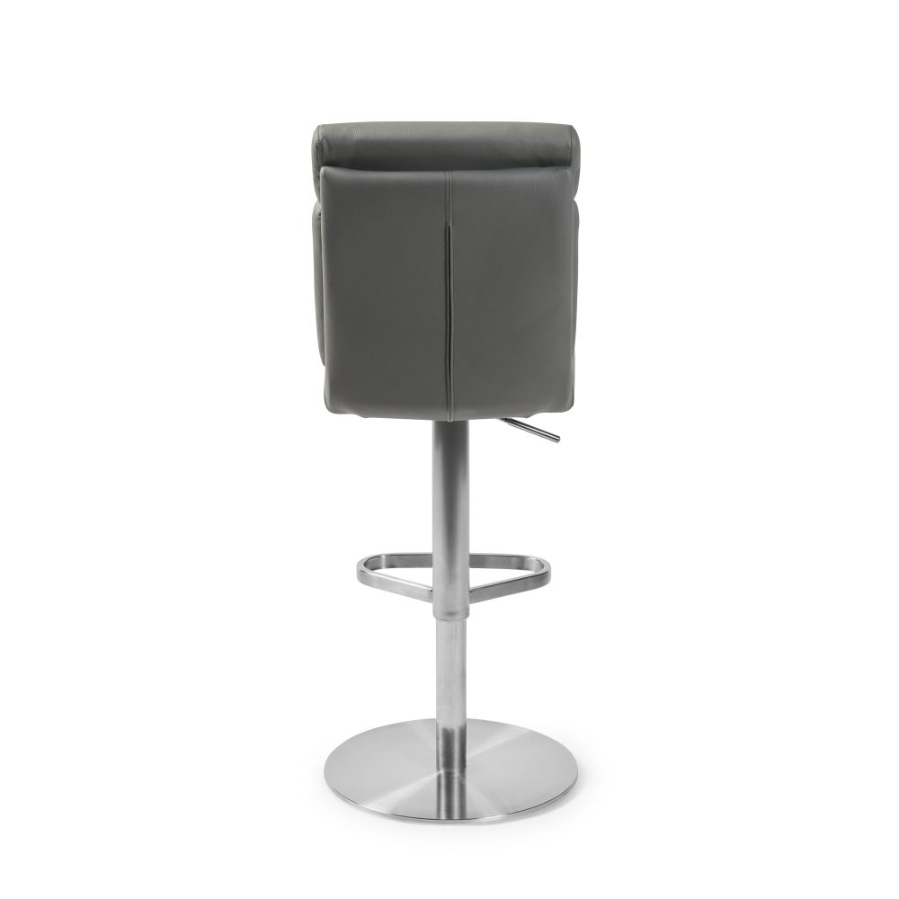 Portland Brushed Steel Gas Lift Kitchen Stool in Grey Faux Leather - Image 11