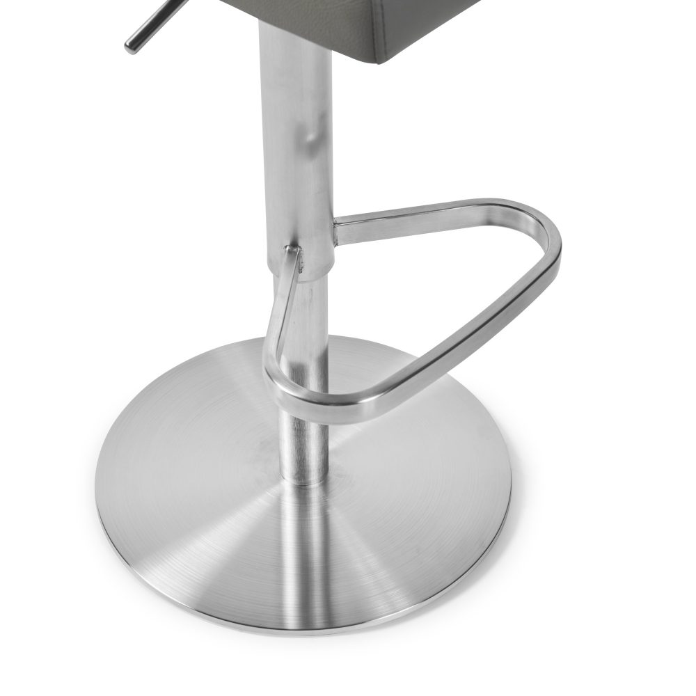Portland Brushed Steel Gas Lift Kitchen Stool in Grey Faux Leather - Image 13