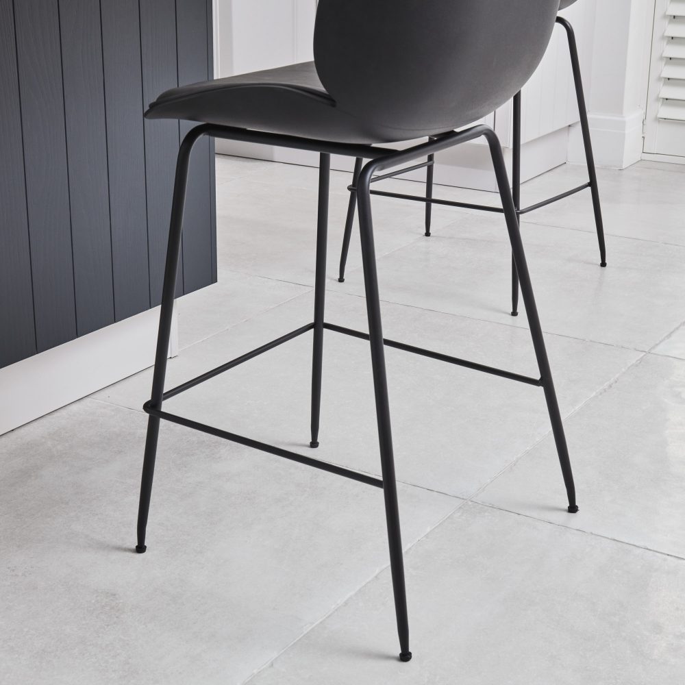 (Set of 2) Thiago Grey Faux Leather Bar Stool - Image 4