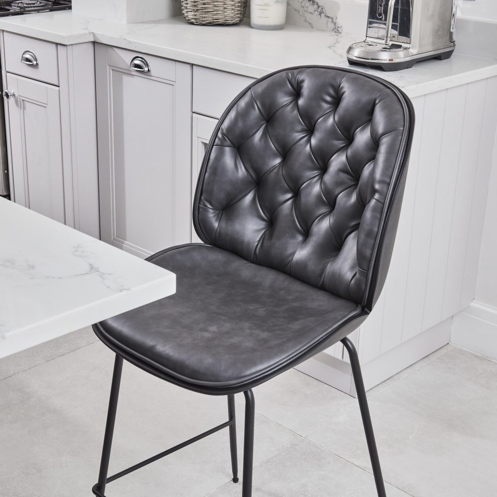 (Set of 2) Thiago Grey Faux Leather Bar Stool - Image 5