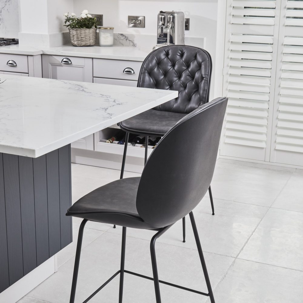 (Set of 2) Thiago Grey Faux Leather Bar Stool - Image 7